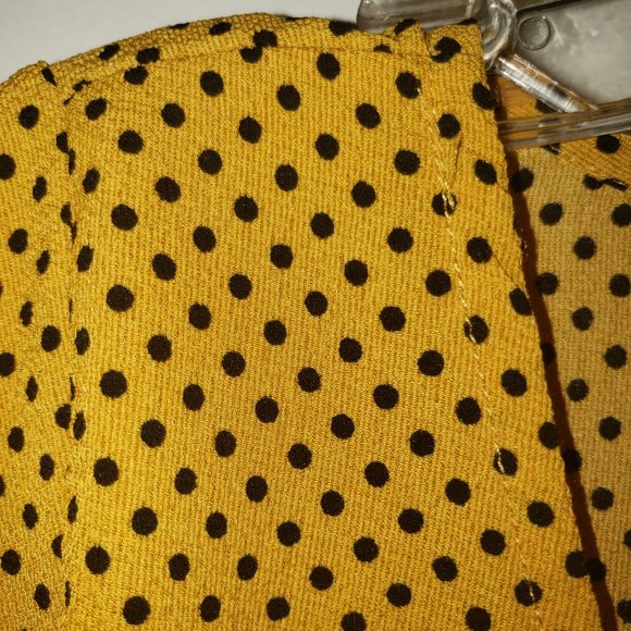 Jon & Anna Mustard & Black Polka Dot Back Tie Blouse - Picture 2 of 5